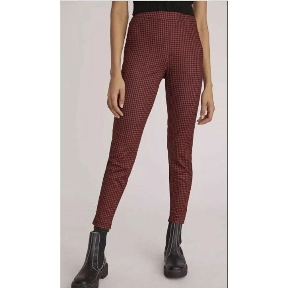 NWT Anthropologie Sanctuary Runway Plaid Check Leggings Size S Red B1401